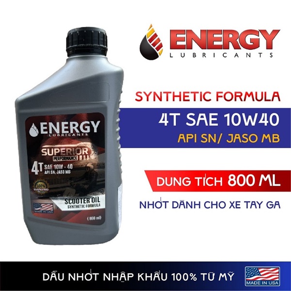 Nhớt tay ga 4T SAE 10W - 40 API SN, JASO MB 